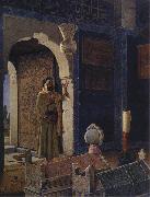 Osman Hamdy Bey Old Man in front of a Child's Tomb. oil painting reproduction